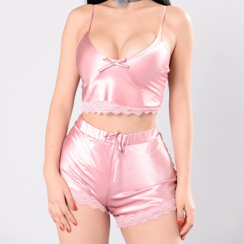 Pink silk sleep set